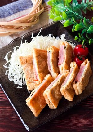 油揚げで簡単！大葉入りチーズハムかつ風-レシピのメイン写真