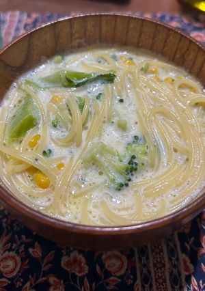 5分で完成⭐︎豆乳de簡単濃厚スープパスタ-レシピのメイン写真