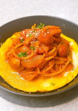 ワンパンで♪濃厚トマト味♪鉄板ナポリタン-レシピのメイン写真