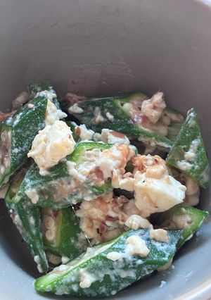 コクうま♪オクラと豆腐のおかかチーズ和え-レシピのメイン写真