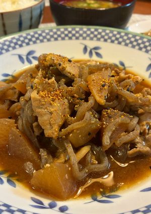 豚バラ大根とこんにゃくの味噌煮-レシピのメイン写真
