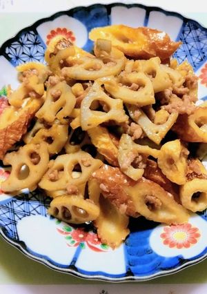 簡単！れんこん豚挽き肉ちくわきんぴら作り置き節約-レシピのメイン写真