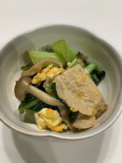 小松菜と豚肉の卵炒め☆やみつき美味タレ♪-レシピのメイン写真