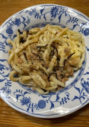 レンチン♪チーズ塩昆布ツナうどん-レシピのメイン写真