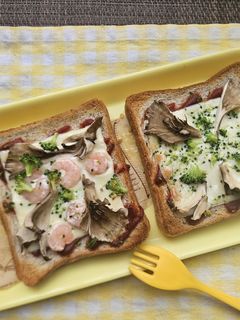 ダイエット!雑穀パンで海老ピザトースト!-レシピのメイン写真