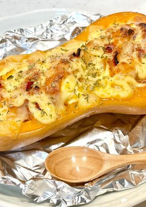 秋の夕食副菜に。ピーナッツかぼちゃのチーズ焼き-レシピのメイン写真