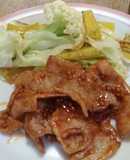 豚薄切り肉のゴールドトンテキソース