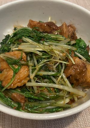 水菜と味噌煮豚丼　業スー-レシピのメイン写真