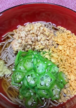 オクラ納豆冷やしたぬきそば-レシピのメイン写真