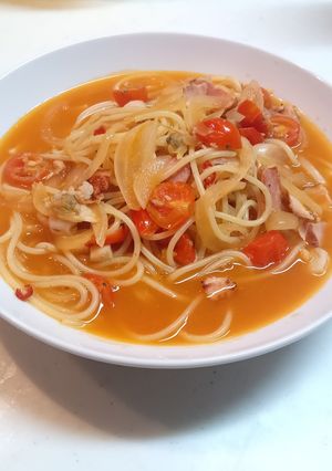 ピリ辛トマトスープパスタ-レシピのメイン写真