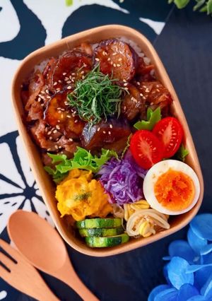 豚バラとなすの甘辛照り焼き弁当-レシピのメイン写真