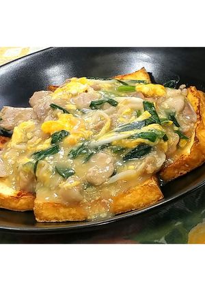 にら玉あんかけ♪豚にら玉厚揚げ★動画あり-レシピのメイン写真