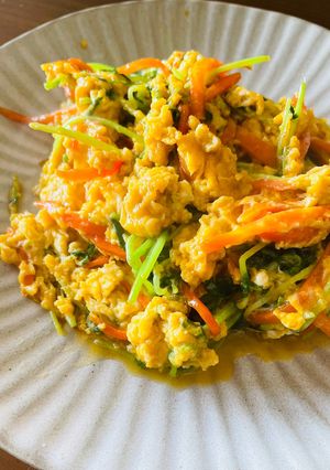 豆苗とにんじんの玉子とじ-レシピのメイン写真