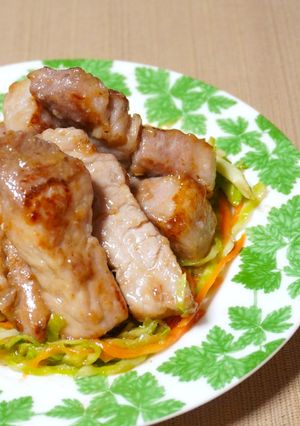 豚肉の甘辛焼き～野菜添え♪-レシピのメイン写真