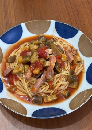 トマトとなすとベーコンのスープパスタ-レシピのメイン写真