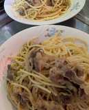 簡単★牛こま肉のめんぽん醤油パスタ
