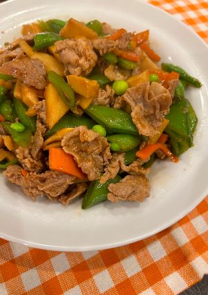 豚肉とスナップエンドウのオイスター炒め-レシピのメイン写真