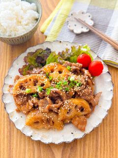 豚こま蓮根の焼肉のタレ炒め-レシピのメイン写真