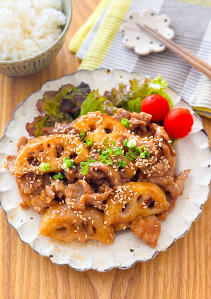 豚こま蓮根の焼肉のタレ炒め-レシピのメイン写真