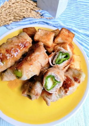 塩麹豚バラピーマンチーズ巻き今夜のおかず-レシピのメイン写真