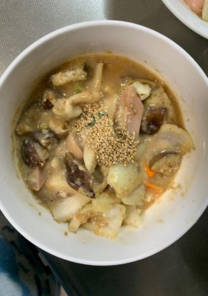 ゴロゴロ野菜と魚肉ソーセージ梅味噌炒煮風-レシピのメイン写真