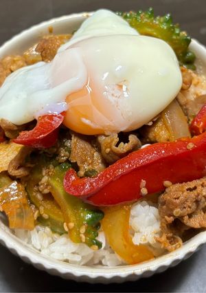 ゴーヤとパプリカの豚丼-レシピのメイン写真