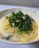 ほうれん草と明太子のスープパスタ