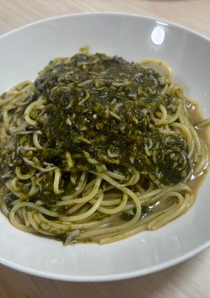 あおさとしらすと海苔の佃煮パスタ-レシピのメイン写真
