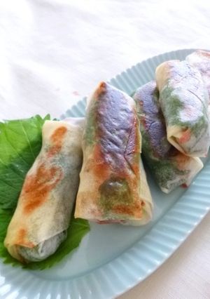 味噌あじ椎茸ネギ豚の焼き春巻き-レシピのメイン写真