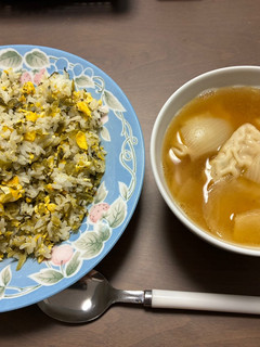 簡単高菜炒飯と餃子スープ-レシピのメイン写真