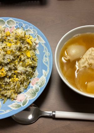 簡単高菜炒飯と餃子スープ-レシピのメイン写真