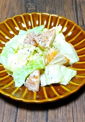 今夜の夕飯♪柿とキャベツのだしマヨサラダ-レシピのメイン写真