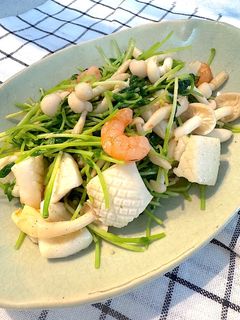 豆苗とブナピーのシーフード炒め-レシピのメイン写真