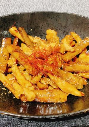フライパンで簡単！ごぼうと鶏むね肉の甘辛揚げ-レシピのメイン写真