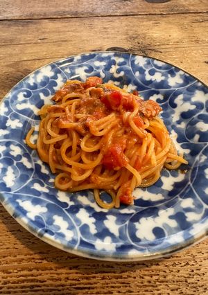 味噌サバとトマトのチーズパスタ-レシピのメイン写真