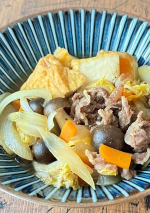 牛こま肉と厚揚げのすき焼き風-レシピのメイン写真