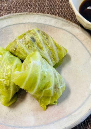 キャベツの包み蒸しすまし顔とともに🤣-レシピのメイン写真