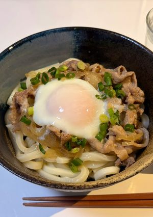 生姜焼き釜玉うどん-レシピのメイン写真