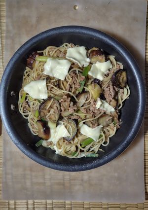 ナスとひき肉のバターしょうゆ炒め-レシピのメイン写真