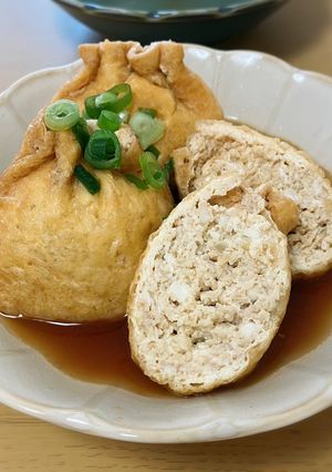 挽肉と油揚げの巾着煮-レシピのメイン写真