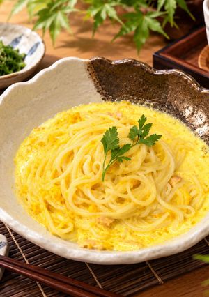 かぼちゃの煮物で濃厚クリームパスタ風-レシピのメイン写真