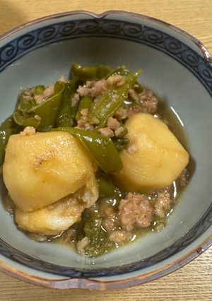 里芋とピーマンと豚ミンチの煮物-レシピのメイン写真
