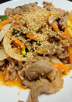 フライパンで簡単！ガッツリ牛肉のプルコギ-レシピのメイン写真