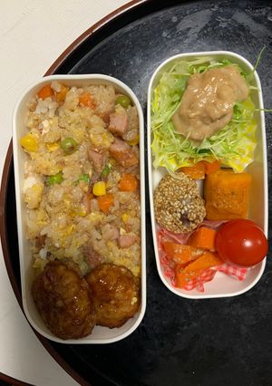 全てレンジ中華風梅シーフード風味炒飯弁当-レシピのメイン写真