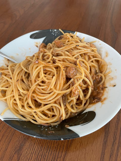 鯖のトマト煮缶で大盛りワンパンパスタ-レシピのメイン写真