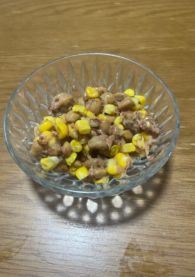 コーンと鰹節の納豆わさび和え-レシピのメイン写真