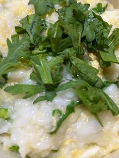 春菊と卵のおかゆ-レシピのメイン写真
