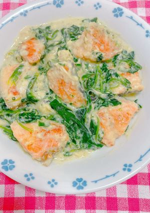 シャケとほうれん草豆乳クリーム煮-レシピのメイン写真