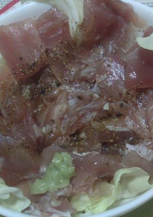 キハダマグロのすき身でカルパッチョ風V6-レシピのメイン写真