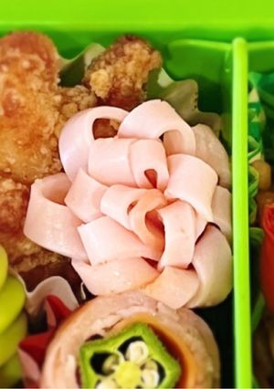 お弁当に！失敗しないハムのお花-レシピのメイン写真